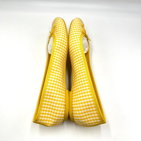 J Crew Womens Size 8.5 Yellow Gingham Ballet Flats Shoes - Picture 6 of 11